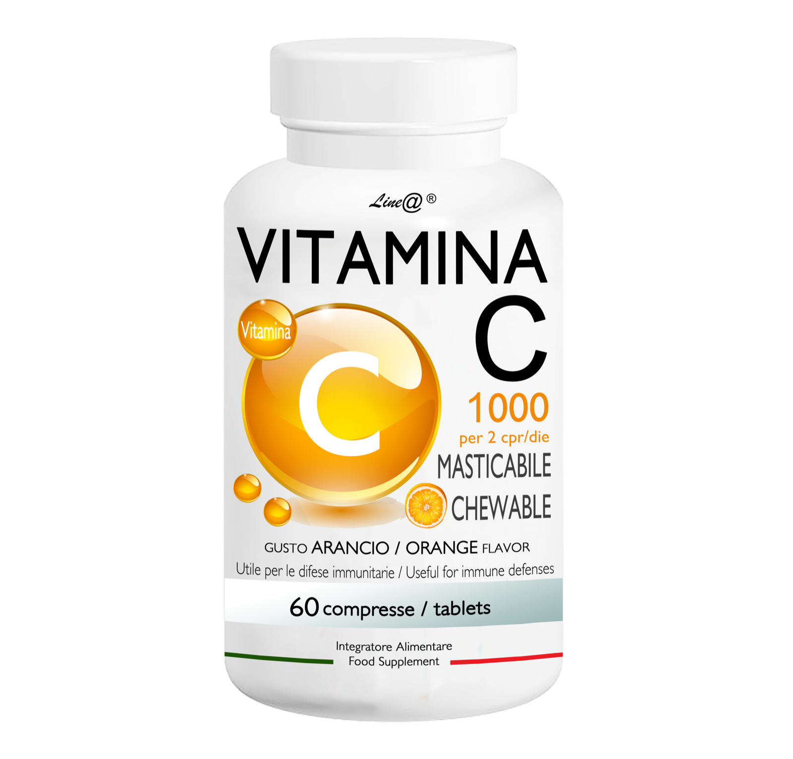 VITAMINA C Line@Diet | 60 compresse MASTICABILI | gusto ARANCIA | ALTO DOSAGGIO
