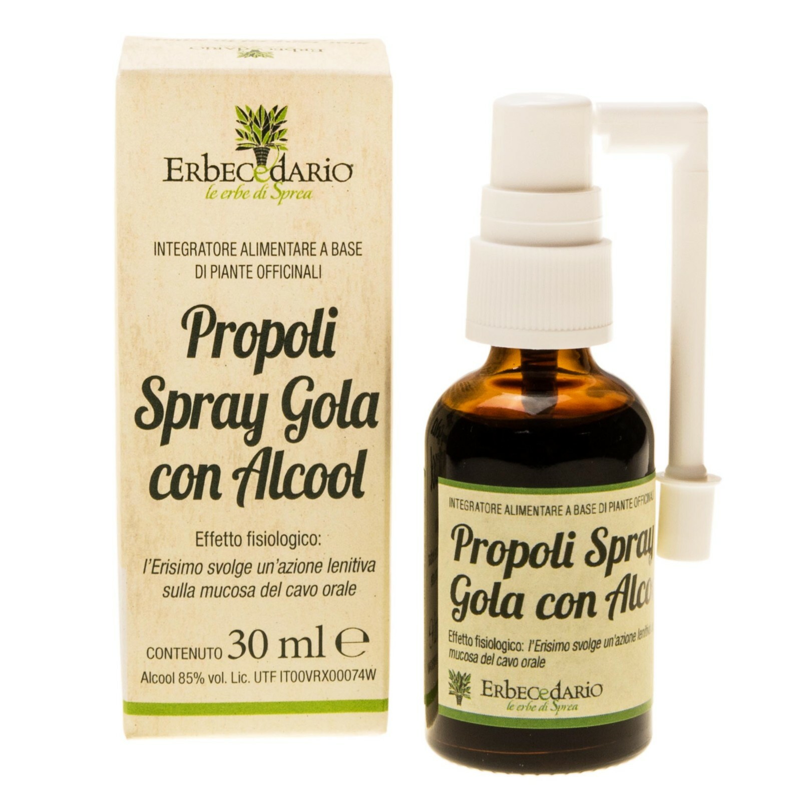 Propoli Spray Gola Erbecedario Con Alcool, con Erisimo, Eucalipto e Limone 30ml