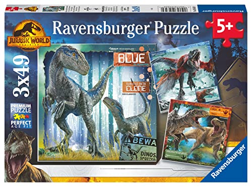 Ravensburger Jurassic World Dominion Jigsaw Puzzles For Kids Age 5 Years Up - 3X 49 Pieces