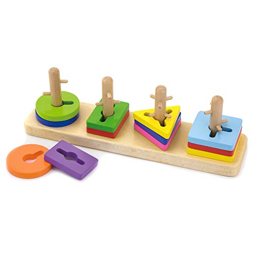 Viga Toys-Creative Shapes Stacking Board, 50968