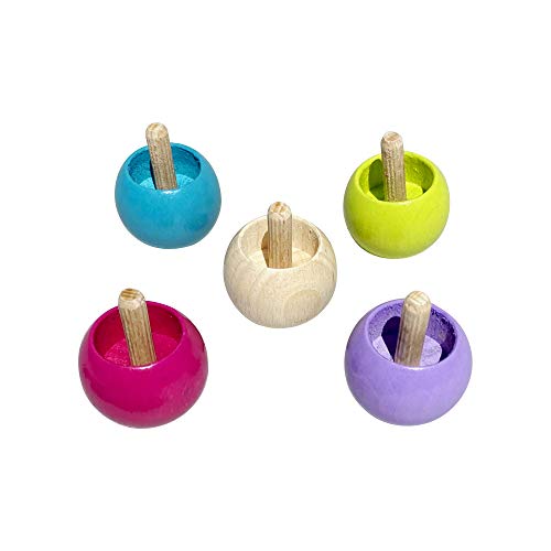 Gico Trottola Di Inversione In Legno, Set Con 4 Trottole Pastello, 1 Naturale