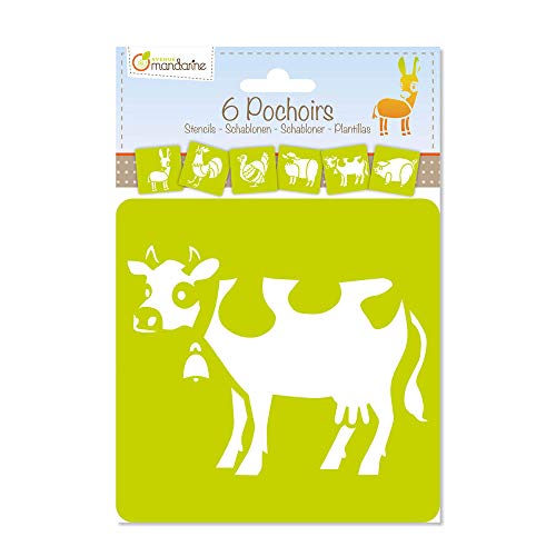 Avenue Mandarine 42440Md - Kit Di 6 Stencils 15,4X22,3 Cm Con Istruzioni Incluse, Animali Della Fattoria