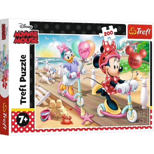 Trefl-200 Elementi, Bambini Da 7 Anni Puzzle, Colore Disney, Minnie Sulla Spiaggia, 13262