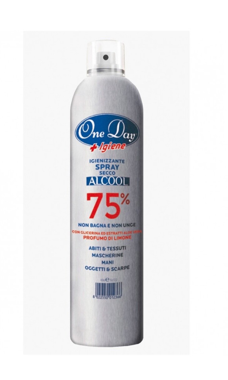 One Day Igienizzante Spray secco abiti tessuti 75% alcool 400 ml