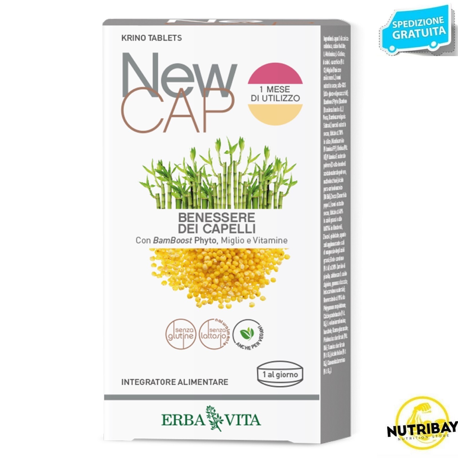 ERBA VITA NEW CAP KRINO TABLETS 30 cpr INTEGRATORE PER LA CRESCITA DEI CAPELLI