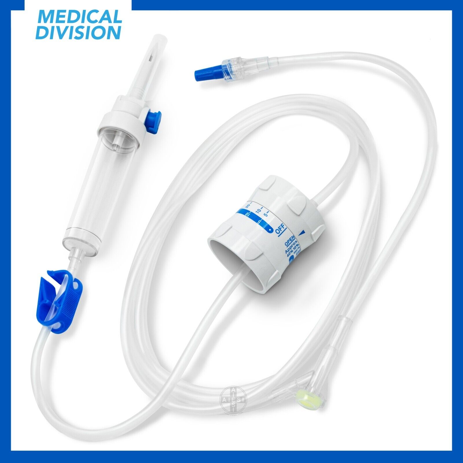 10 Deflussori sterili 2 vie con regolatore flusso di precisione HOSPIFLOW MACRO