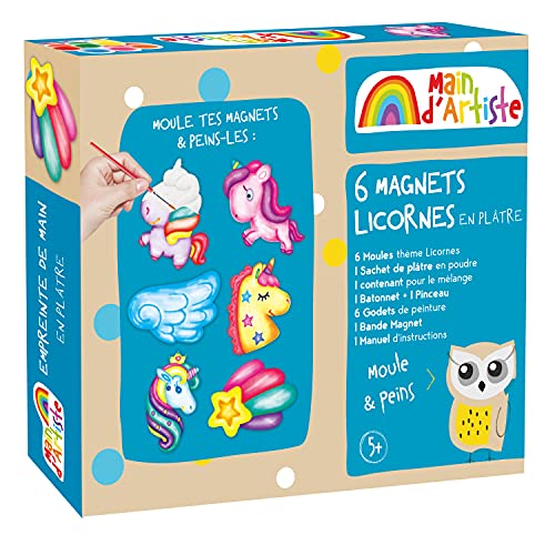 Main D'Artiste - Kit Per La Creazione Di Magneti Unicorno - Tempo Libero Creativo - 730202 - Stampaggio - Pittura - Platre - Frigo - Creatività - Atti