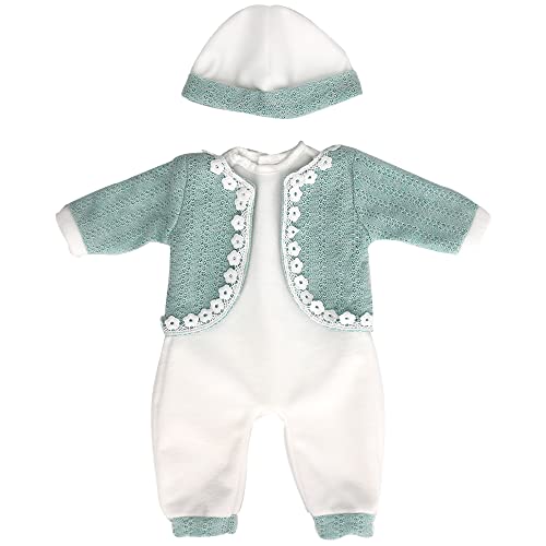 Zwoos Vestiti Per Bambole Per New Born Baby Doll, Abitini Lana Con Cappello Per Bambolotti 35-43 Cm (Verde)