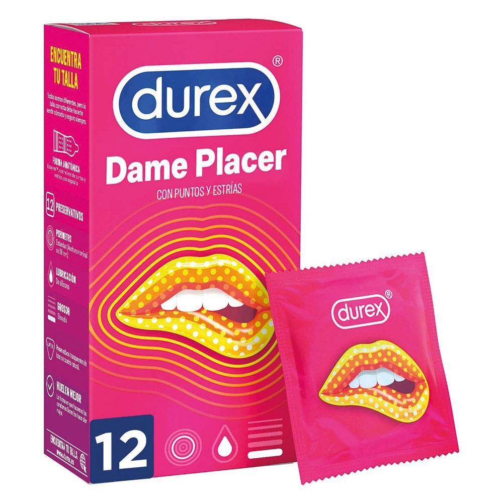 12X PRESERVATIVI PROFILATTICI STIMOLANTI DUREX DAME PLACER STIMOLAZIONE EXTRA