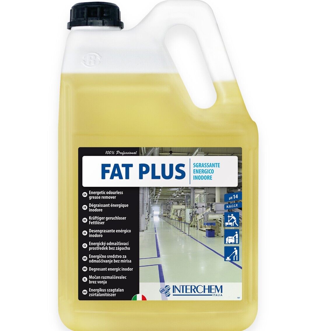 Detergente Sgrassante Pavimenti Energico Inodore Fat Plus Interchem 5.70 Kg
