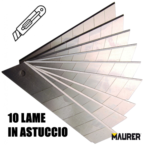 10 PZ Lame a Spezzare 25mm PROFESSIONALE Cutter Taglierino TAGLIA BASE Ricambio