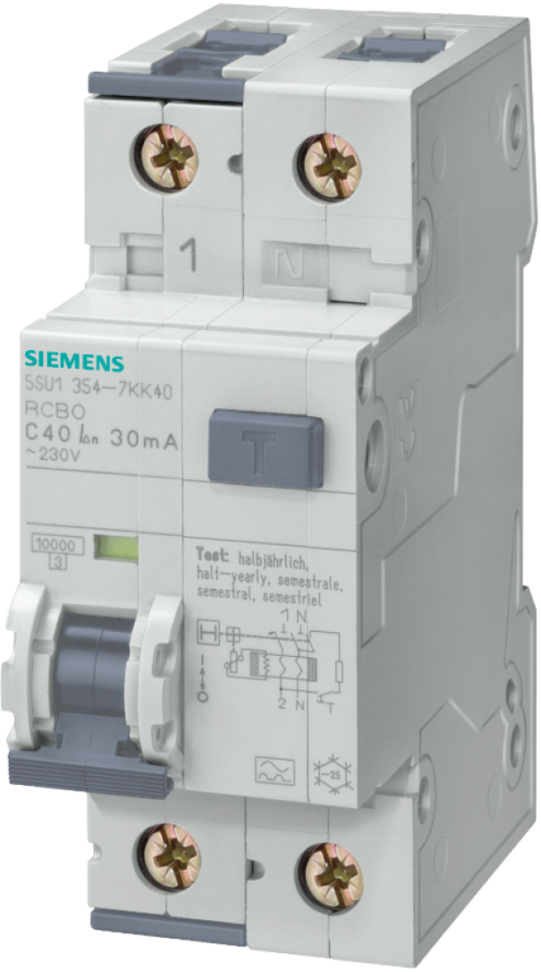 SIEMENS INTERRUTTORE MAGNETOTERMICO DIFFERENZIALE 1P+N 10A 4,5KA 30MA 5SU13531KK