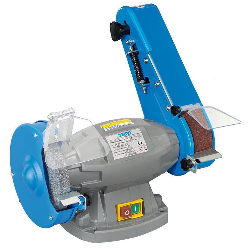 SMERIGLIATRICE DA BANCO CON LEVIGATRE A NASTRO 400W FERVI S383