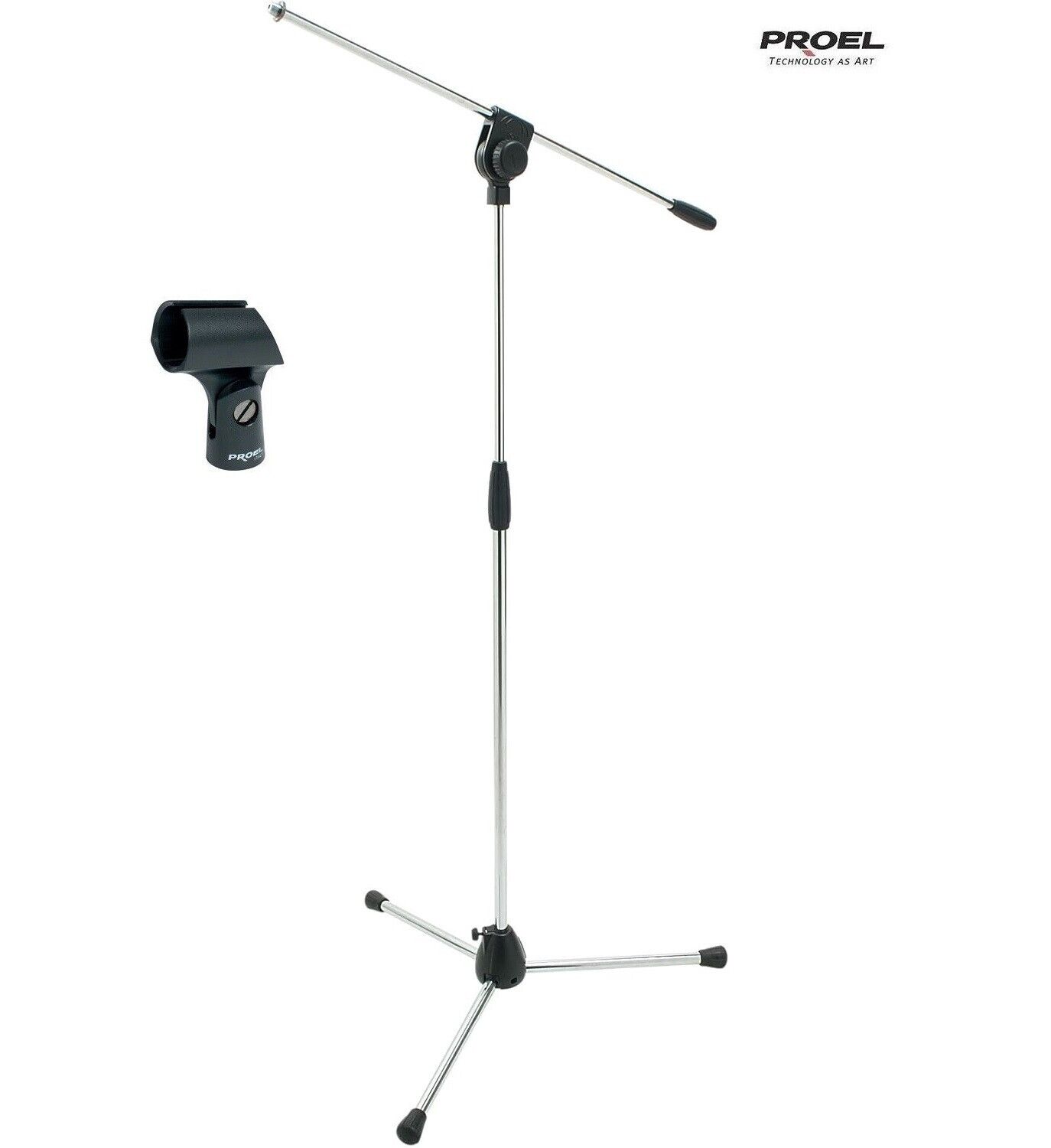 PROEL PRO100CR Asta cromata professionale a giraffa per microfono con supporto