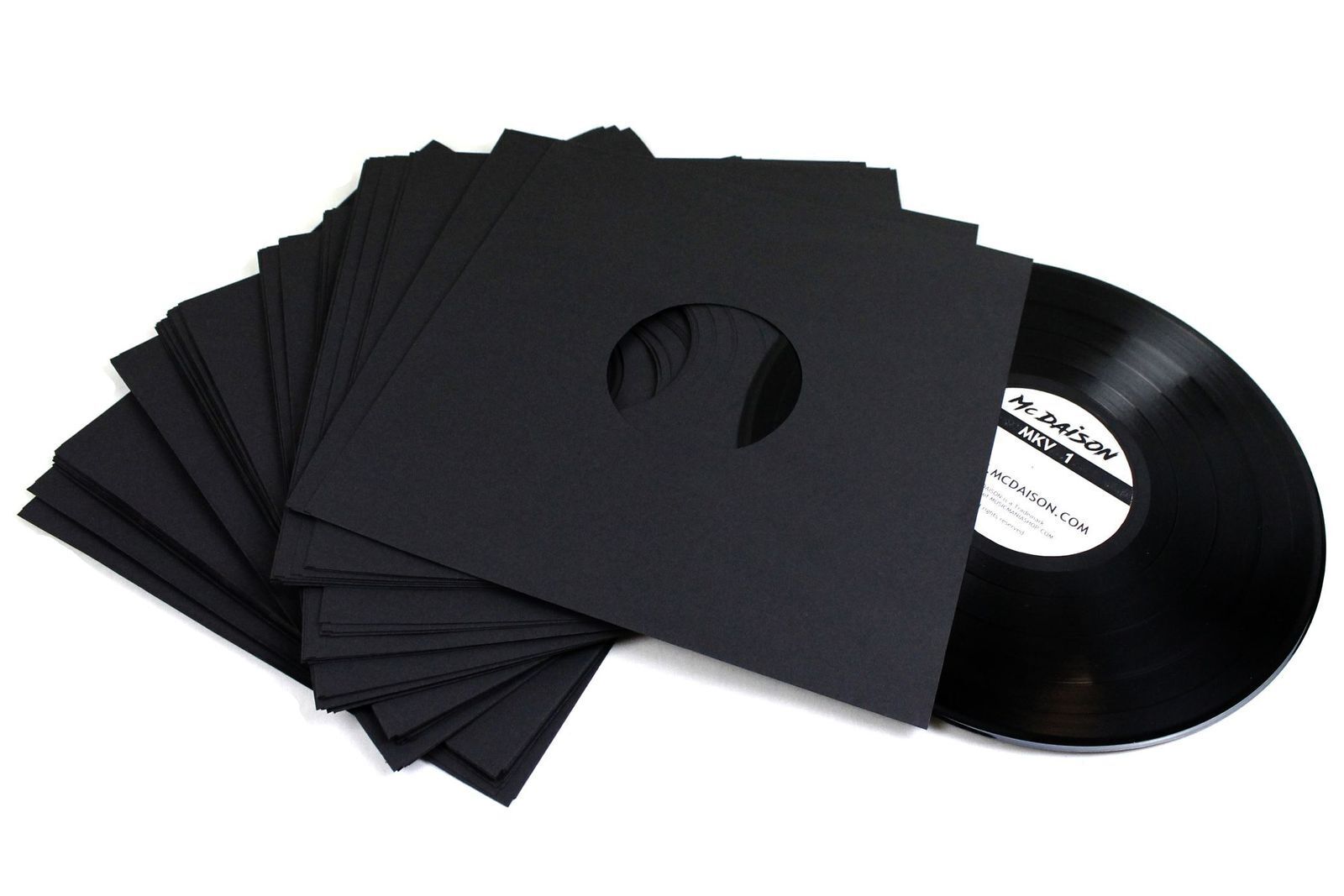 McDAISON - 25 pz Busta interna carta nera con fori per dischi LP vinile 33 giri
