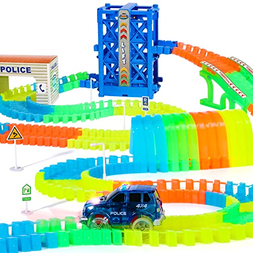 Pista Macchinine Per Bambini Luminosa, Giochi Bambini 3 4 5 6 Anni - Giocattolo Pista Flessibile Macchinine 120 Pezzi Piste Giocattolo Con 1 Pista Car