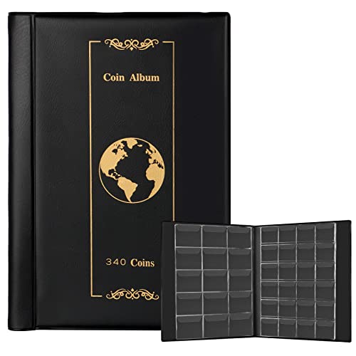 Ukofew 340 Tasche Raccoglitore Monete, Album Porta Monete Da Collezione, Album Monete Da Collezione 2 Euro, 4.5 * 4.5Cm Grande Album Libro Money Penny