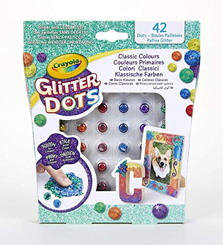 Crayola Glitter Dots - Set Colori Assortiti (Colori Classici, Tropicali, Vivaci), Per Giocare E Creare Con Il Glitter Modellabile, Attività Creativa E