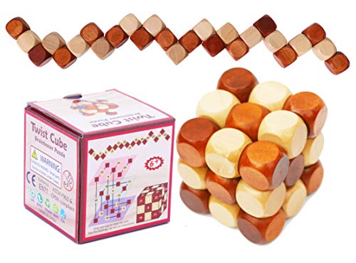 Towo Rompicapo In Legno - Puzzle In Legno 3D Twist - Snake Cube Wood- Giochi Intelligenti Per Bambini, Adulti E Ragazzi - Puzzle Rompicapo In Legno -