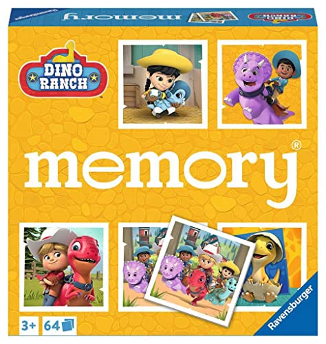 Ravensburger - Memory® Versione Dino Ranch, 64 Tessere, Gioco Da Tavolo, 3+ Anni