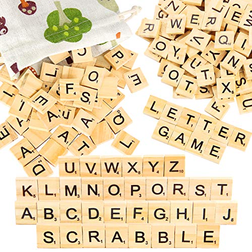 Pinowu 200 Pezzi Di Legno Lettere Piastrelle Per Cruciverba Gioco Lettere Di Legno Di Ricambio Per Fai Da Te Artigianato Regalo Decorazione Scrapbooki