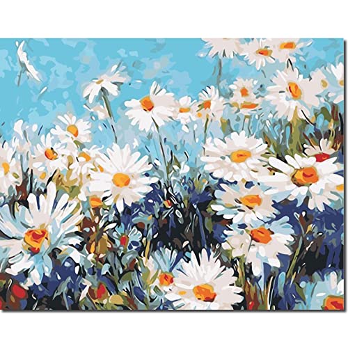 Fuumuui Dipingi Con I Numeri Adulti E Bambini Principianti Include Pennelli E Colori Acrilici 40 X 50 Cm - Fiori, Margherite