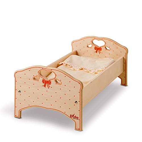 Culla Bambole Con Lenzuolo | Romantica Culla Per Bambole Realizzata In Legno Di Betulla