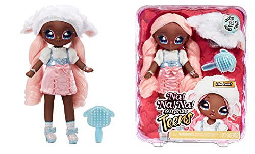 Na! Na! Na! Surprise- Animale Teens Moda Da Collezionare-Bambola Dai Capelli Rosa In Tessuto Morbido Di 27,94 Cm, Ispirata A Una Pecorella-Lila Lamb, 
