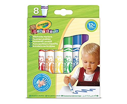 Crayola Mini Kids - Kit Di 8 Pennarelli Super Lavabili, Punta Arrotondata Di Sicurezza, Colori Assortiti, Età Consigliata: Dai 12 Mesi, 8324