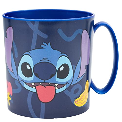 2062; Tazza In Plastica Riutilizzabile Adatta Per Microonde, Con Licenza Disney Stitch Palms, Senza Bpa E Capacità Per 350 Ml