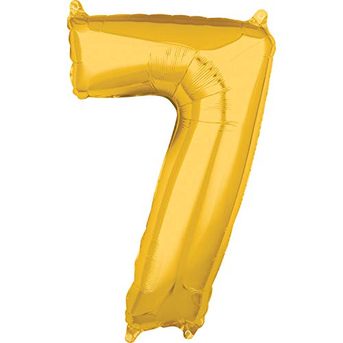 Amscan Number Palloncino In Lamina Numero 7 1 Pz, Oro Jumbo 135 Cm, Large, 3891611