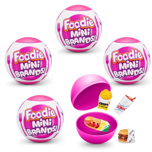 5 Surprise- Foodie Mini Mystery Capsule Real Miniature Brands Giocattolo Da Collezione (Confezione Da 4) Misteriosa, Colore 4 Pack, 77310
