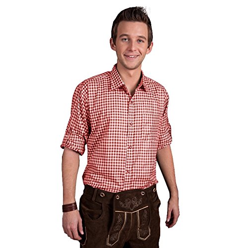 Partito Champ 0108-25-38 - Trachtenhemd Putzbrunn Plaid, Rosso