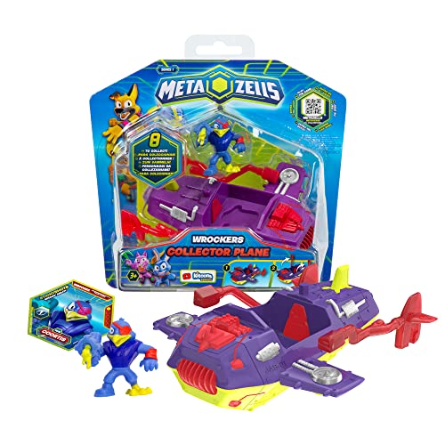 Metazells Imc Toys Collector Plane Viola + Personaggio Coortis S1, Veicolo Da Collezionare Che Apre I Suoi Bracci, Con 1 Personaggio, 1 Carta E 1 Leaf