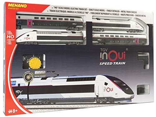 Mehano- Coffret De Train Électrique Tgv Inoui Set Di Treni Elettrici, Colore Blanc, Gris, Violet, Noir, 607 X 370 X 54 Cm, T871