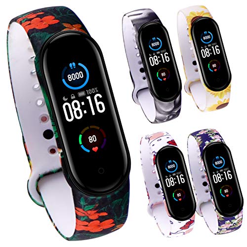 Funband Compatibile Con Xiaomi Mi Band 7 /Mi Band 6 / Mi Band 5 Cinturino,Impermeabile Durevole Fadeless Stampato Silicone Band Traspirante Di Ricambi