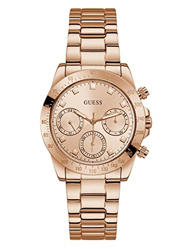 Guess Women'S Quartz Watch With Stainless Steel Strap, Rose Gold, 18 (Model: Gw0314L3)
