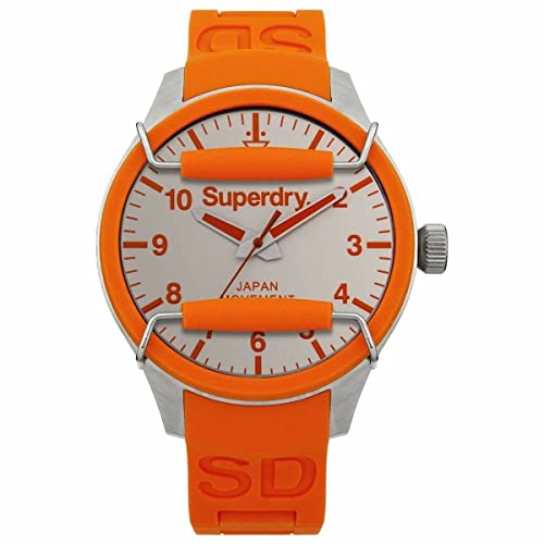 Superdry Syg125O Scuba Solar Orologio Da Uomo In Caucciù Acciaio Inox, 100 M, Analogico, Arancione, Colore: Arancione., Cinghia