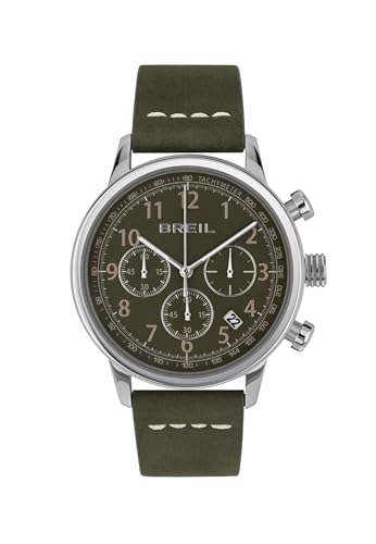Breil Orologio Uomo Outrider Quadrante Mono-Colore Verde Movimento Cronografo Quarzo E Cinturino Pelle Verde Tw2059