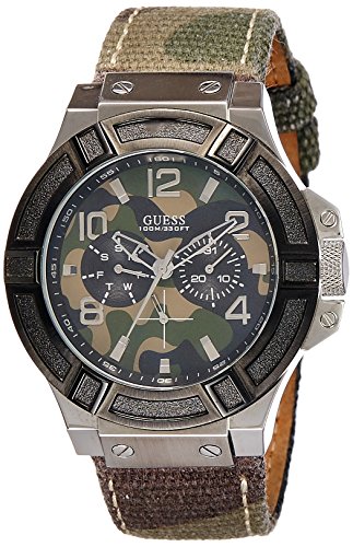 Guess Orologio Multifunzione Al Quarzo Uomo Con Cinturino In Nylon W0407G1_Vert Kaki/Camouflage