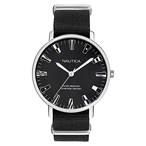 Nautica Men'S Caprera Stainless Steel Japanese Quartz Nylon Strap, Black, 20 Casual Watch (Model: Napcrf901)