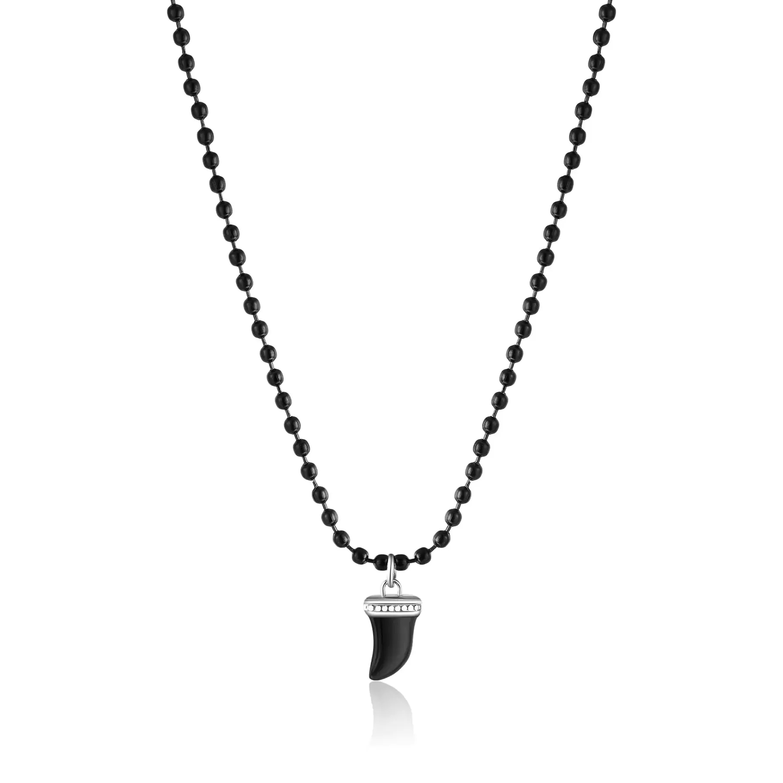 Collana CHARISMA in acciaio, pvd nero con dente disqualo e smalto nero S'Agapõ U