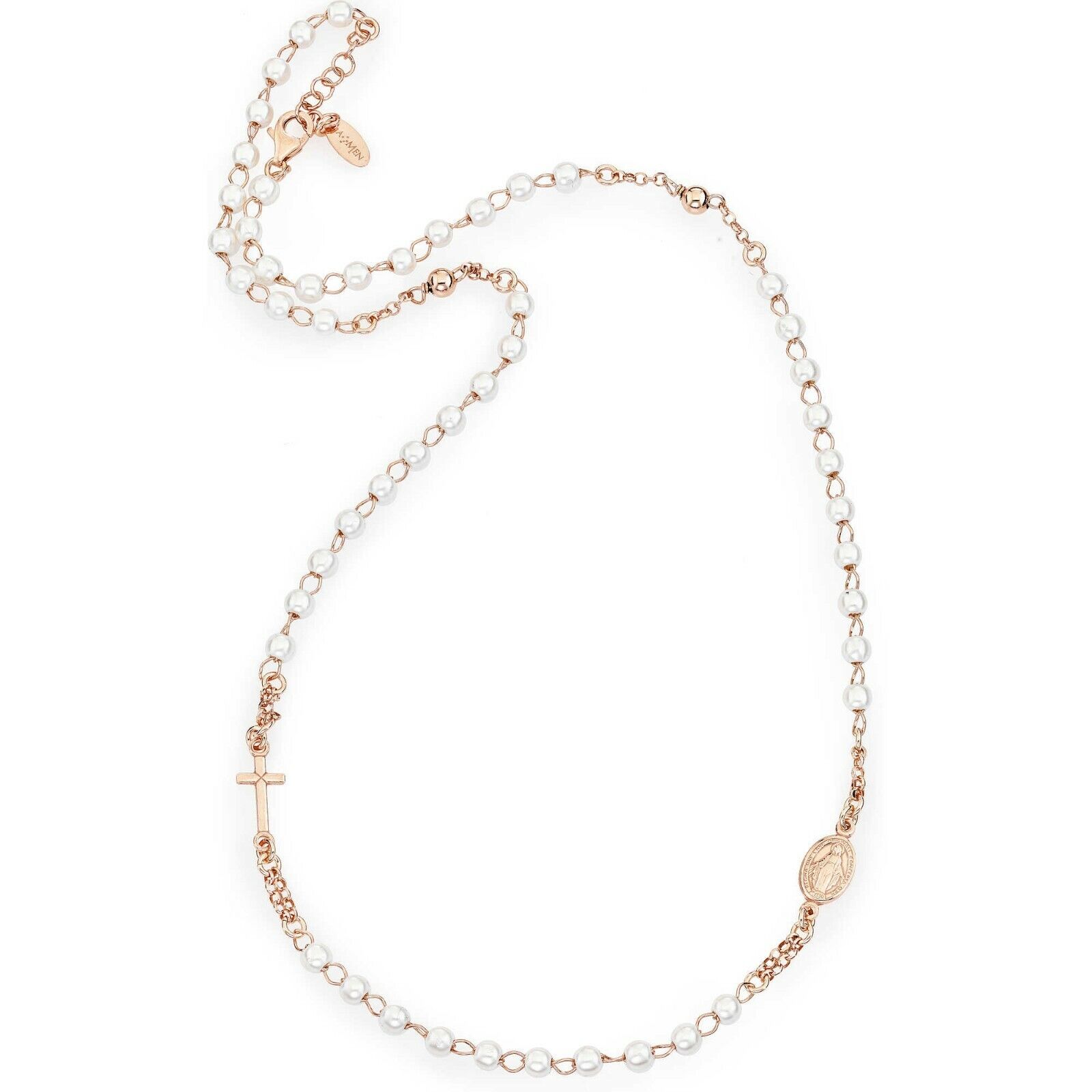 COLLANA girocollo ROSARIO donna AMEN CRORB3 PERLE argento oro rosa ROSARIUM