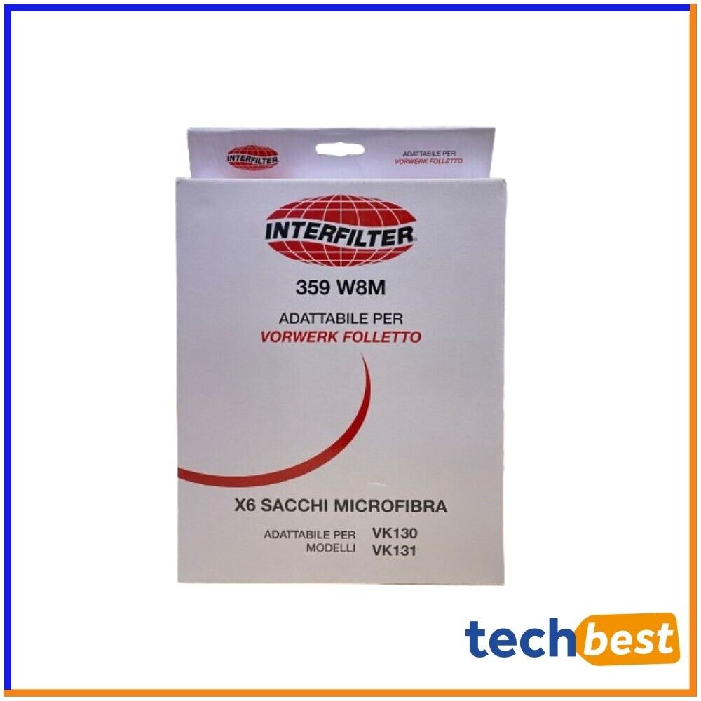 6 sacchetti folletto VK130 VK131 in microfibra per vorwerk folletto compatibile