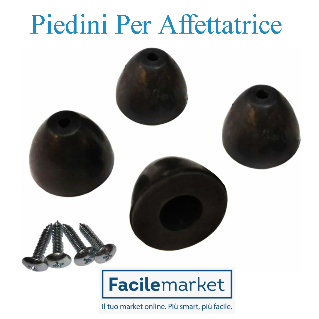 PIEDINI NERI PER AFFETTATRICE RGV IN GOMMA 4PZ MOD: AUSONIA RGV IDEA FAC CELME