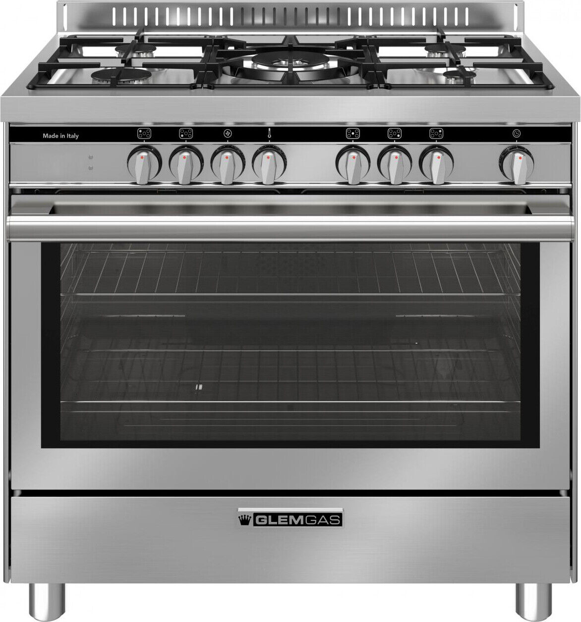 Glem Gas Cucina a Gas 5 Fuochi Forno Multifunzione Grill 90x60 cm Inox ST96TMI