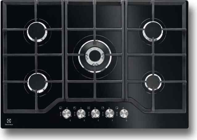 Electrolux Piano Cottura 5 Fuochi Incasso a Gas 75 cm Cristallo Nero PVN752UOV