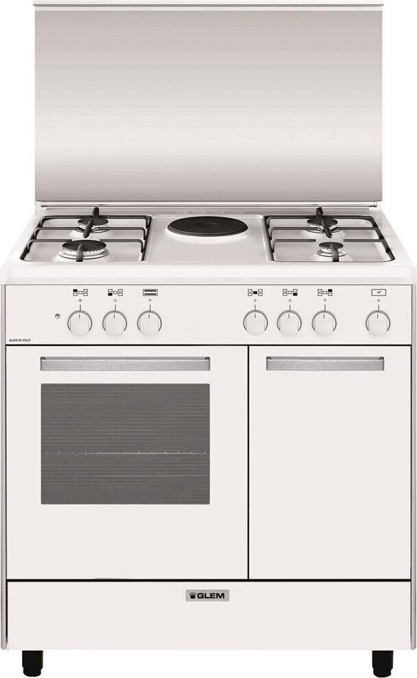 Glem Gas Cucina a Gas 4 Fuochi Forno Elettrico Grill 80x50 cm Bianco - AR856Ex
