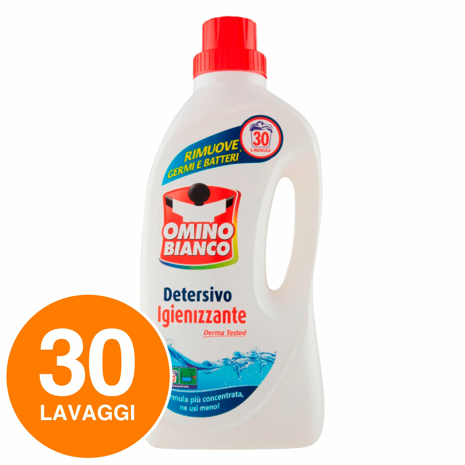 Omino Bianco Detersivo Liquido Igienizzante Smacchiante Bucato 30 Lavaggi
