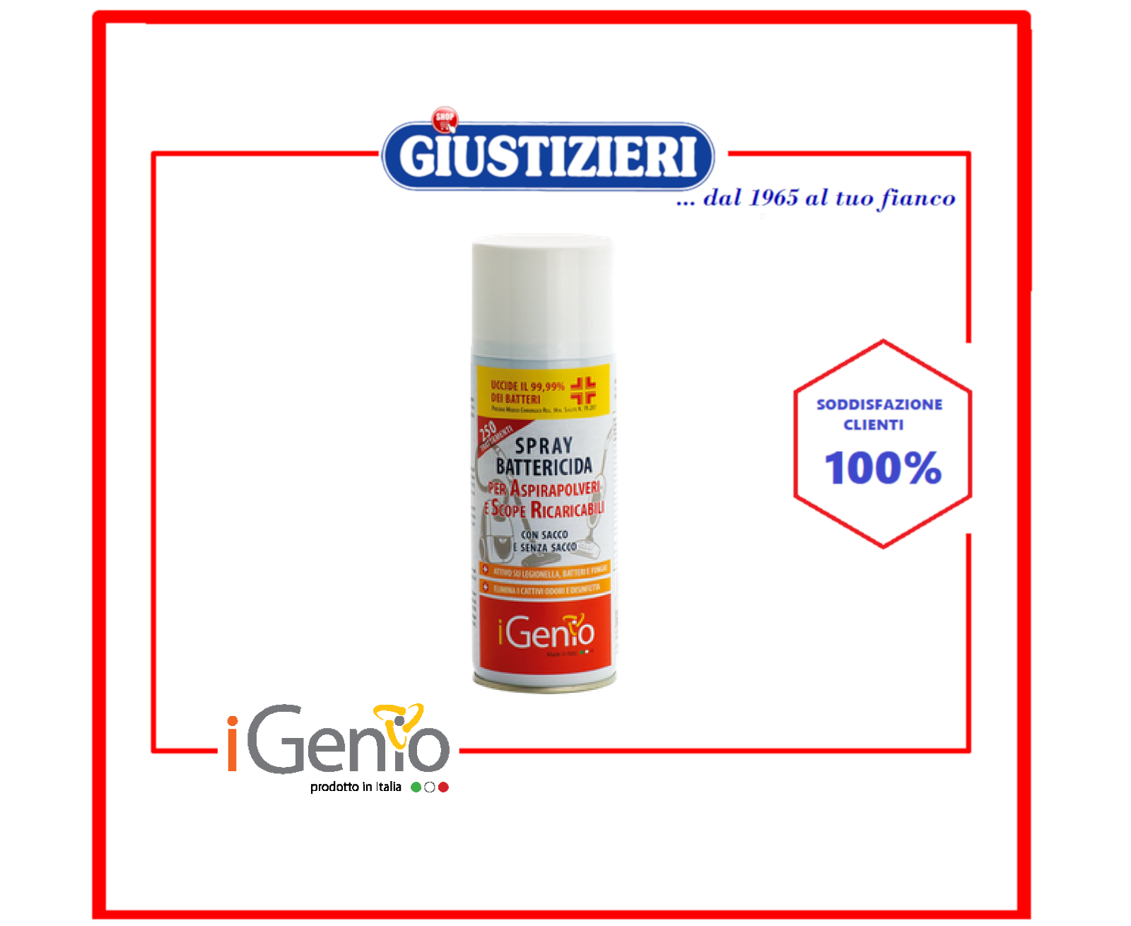 919 SPRAY DISINFETTANTE BATTERICIDA PER ASPIRAPOLVERE PROFUMATO IGENIO